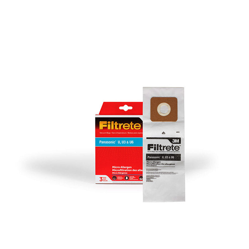 3pk Panasonic Style U, U3 & U6 Vacuum Paper Bags, 3M, Part 68701A-6, 68701B