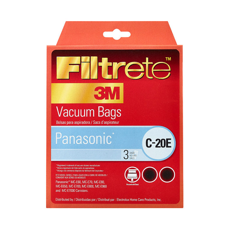 3Pk Filtrete Paper Bags for Panasonic C-20E Part 68702-6