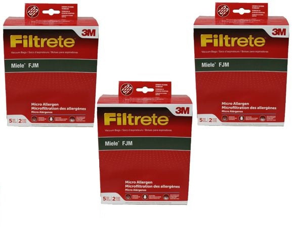 Bolsas para aspiradora Miele Allergen genéricas, 5 unidades + 2 filtros, tipo FJM, de Filtrete 3M, número de pieza 68704-2, 68704A-6