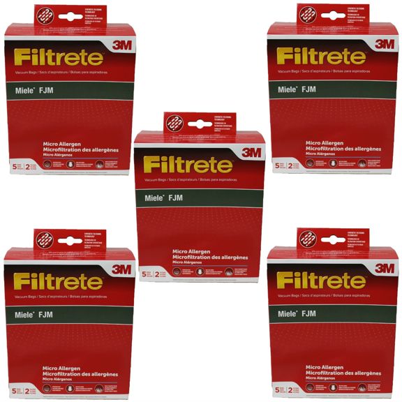 Bolsas para aspiradora Miele Allergen genéricas, 5 unidades + 2 filtros, tipo FJM, de Filtrete 3M, número de pieza 68704-2, 68704A-6