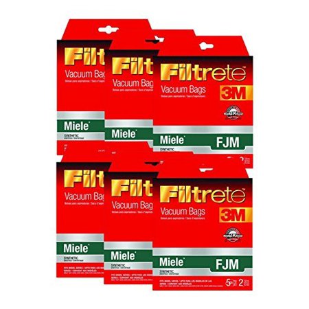 Bolsas para aspiradora Miele Allergen genéricas, 5 unidades + 2 filtros, tipo FJM, de Filtrete 3M, número de pieza 68704-2, 68704A-6