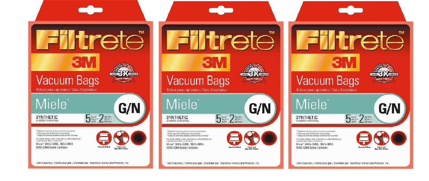 Generic Miele Allergen 5 Vacuum Bags + 2 Filters, Type GN, by Filtrete 3M, Part 68705A-6, 68705A
