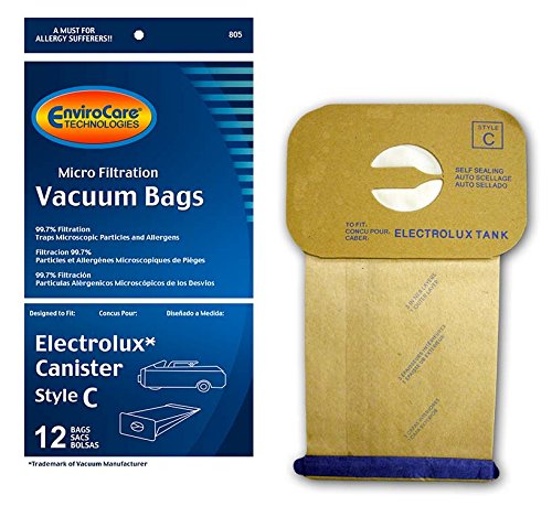 12Pk Electrolux C Tank Microlined Vacuum Paper Bags, Part 805