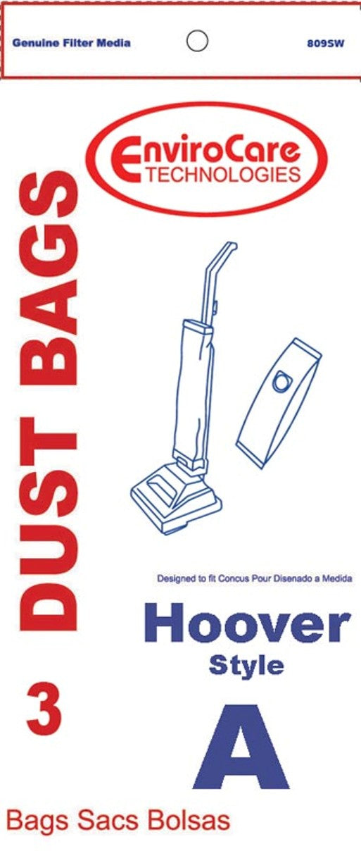 Hoover Type A Vacuum Paper Bags, Upright 9 Pk Repl. 4010001A Part 809SW, 809-9SW