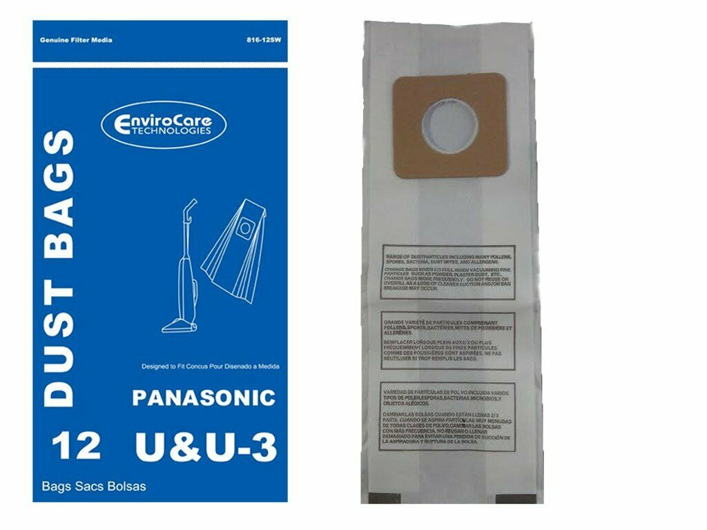 Panasonic Type U, U-3 Vacuum Bags 12/pk Generic Part 816-12SW, 81612SW
