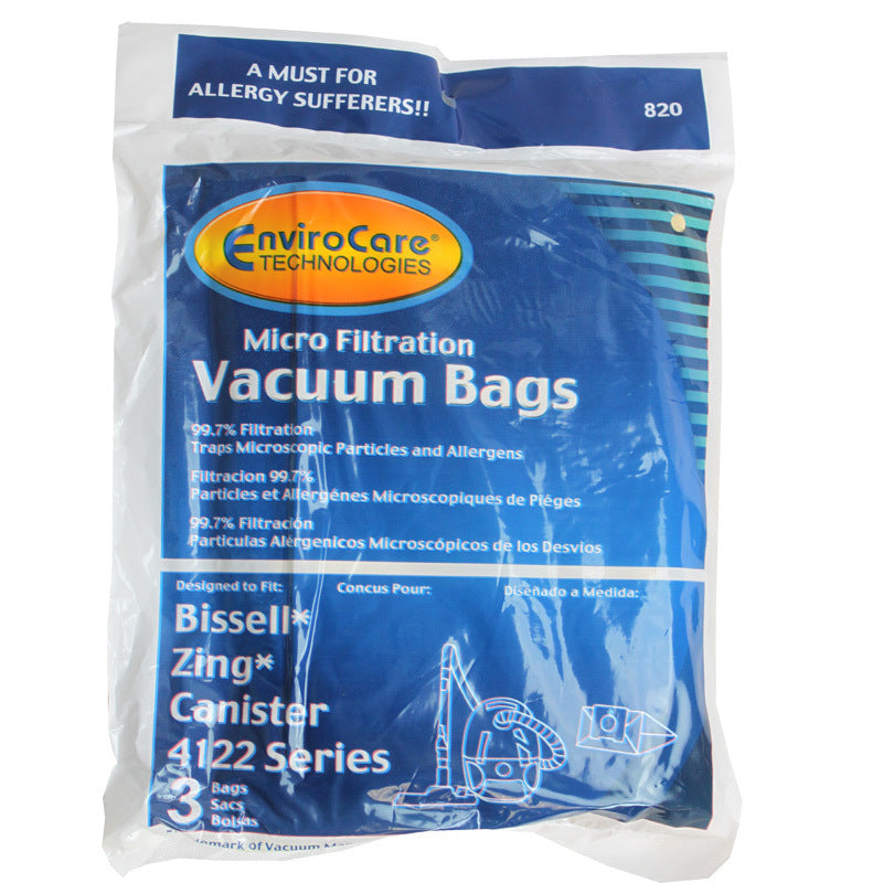 Bissell Paper Vacuum Bags, Zing 4122 Series 3 Pk Generic Part 820
