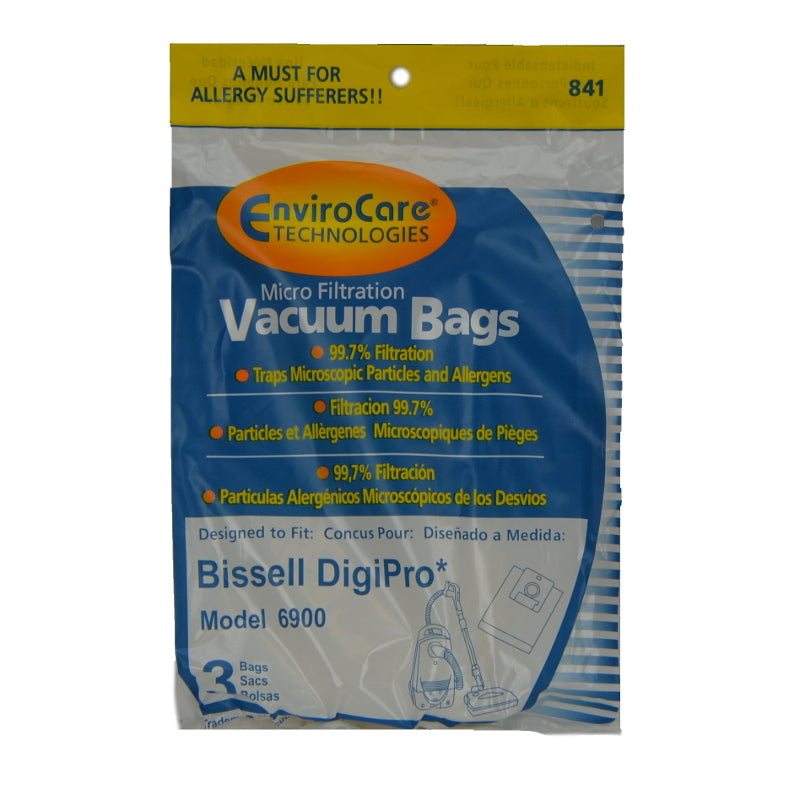 Bissell Vacuum Paper Bags, Micro Digipro 6900 W/Closure 3Pk Type 32115 Generic Part 841
