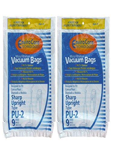 Sharp Vacuum Paper Bags, Sharp Type PU2 Micro w/ Closure 3/pk Generic Part 844, 844-9