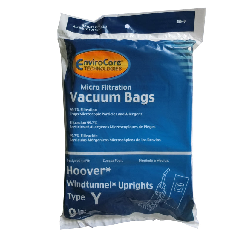 9pk, Vacuum Bags for Hoover Type Y WindTunnel Uprights, Generic Part 856-9