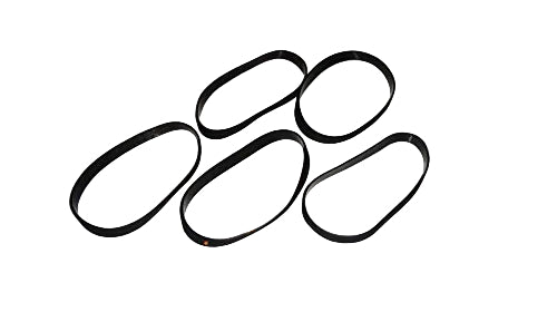 Five black vacuum belts on a white background with 'VacuumsCity' branding.