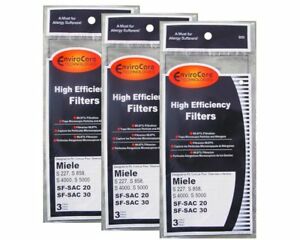 Vacuum Filters (pack of 3) for Miele Canister Series S227 S858 S4000 Part 905