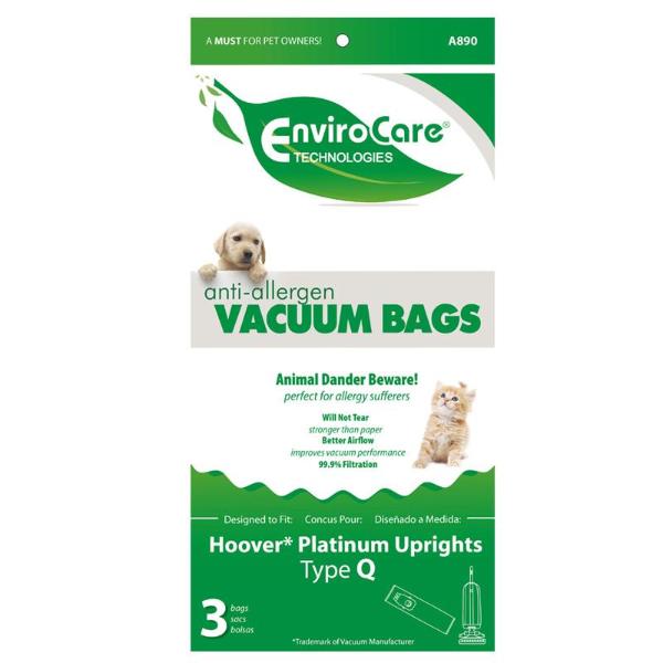 Paper Vacuum Bags for Hoover Type Q, 3pk, Generic Part A890