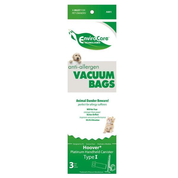 Hoover Type I Paper Vacuum Bags, 3pk, Part A891