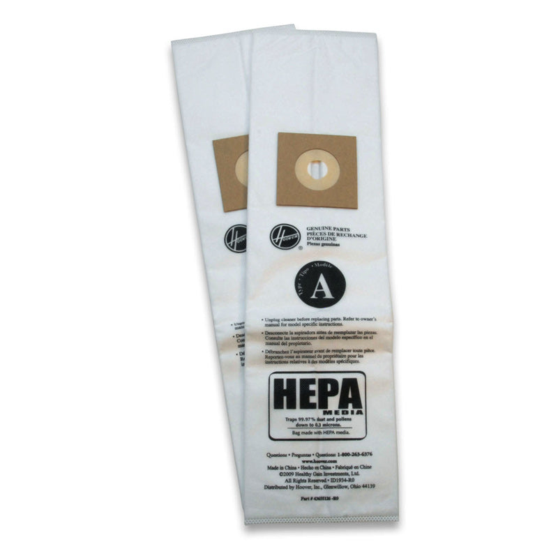 Hoover Type A Hepa Vacuum Bags Upright 2Pk Genuine Part AH10135, 43655126
