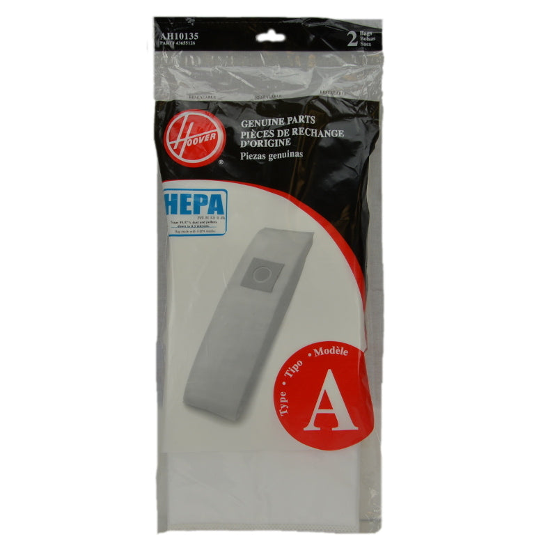 Hoover Type A Hepa Vacuum Bags Upright 2Pk Genuine Part AH10135, 43655126