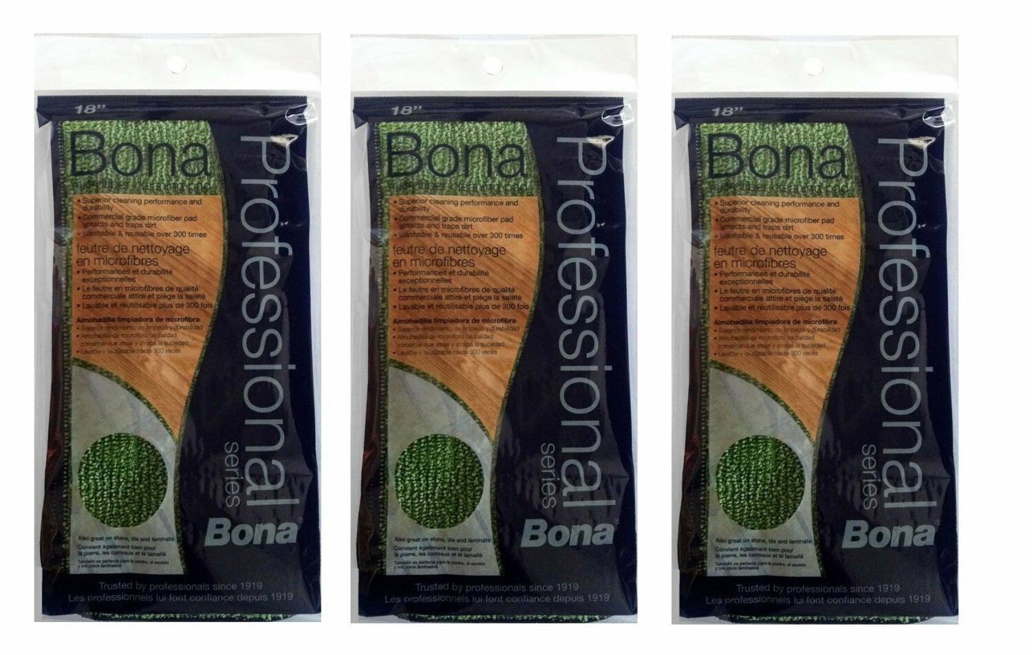 Almohadilla de limpieza de microfibra Bona Pro Series de 18 pulgadas, pieza trilingüe AX0003443