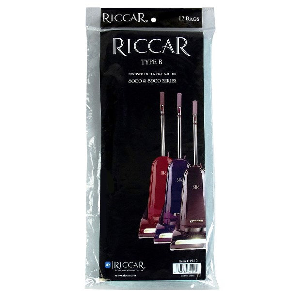 Riccar Clean Air Type B Upright Vacuum Paper Bags for 8000 Series, 12 Pack Part C15-12