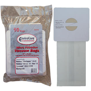 Bolsas para aspiradoras comerciales Castex, Nobles, Tennant Nobles Portapac Strap-A-Vac, pieza genérica ECC175