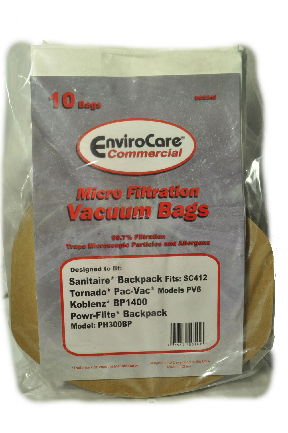 Sanitaire SC412, Tornado Koblenz, Powr-Flite, 10 bolsas de aspiradora, pieza ECC340