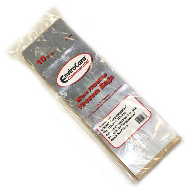 Advance S12,Clarke 112 & 115 Spectrum Micro Filter paper Bags 10/Pk Generic Part ECC520