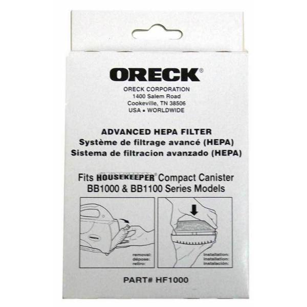 Filtro Oreck, HEPA Buster B Serie BB1000/BB1100 Pieza de escape HF-1000