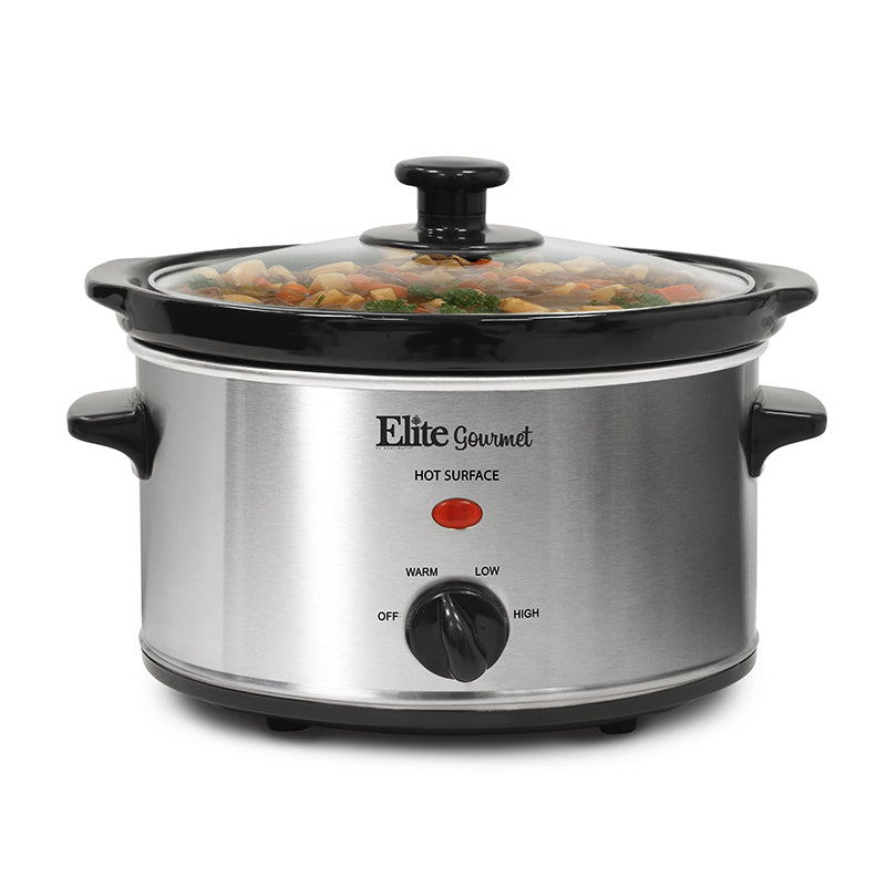 Elite Gourmet Cooker, MaxiMatic 2 Qt Stainless Steel Slow Cooker SKU MST275XS SS