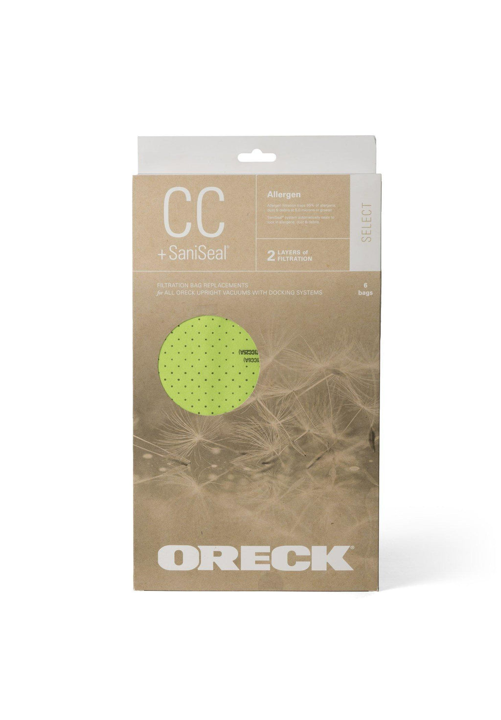 Oreck Type CC Bags, Select Filtration, 6pk, Part AK1CC6A