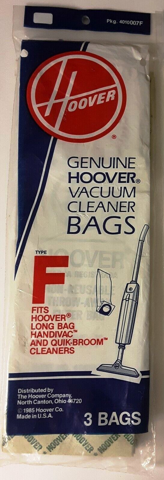 Hoover Type F Vacuum Bags 3pk for Handivac, Quickbroom OEM Part 4010007F